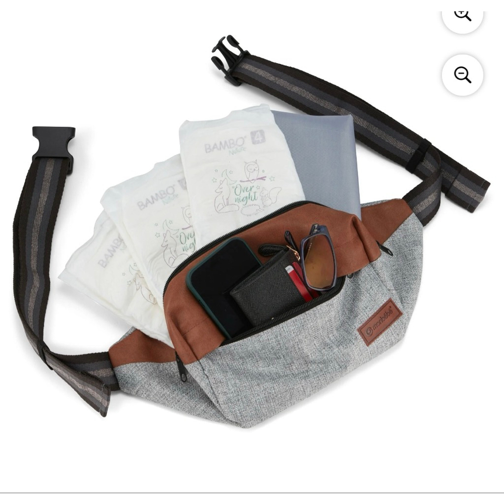 NEW Monbebe Baby Bag One Size Brown Gray 3-in-1 Everyday Belt Bag - Picture 4 of 7